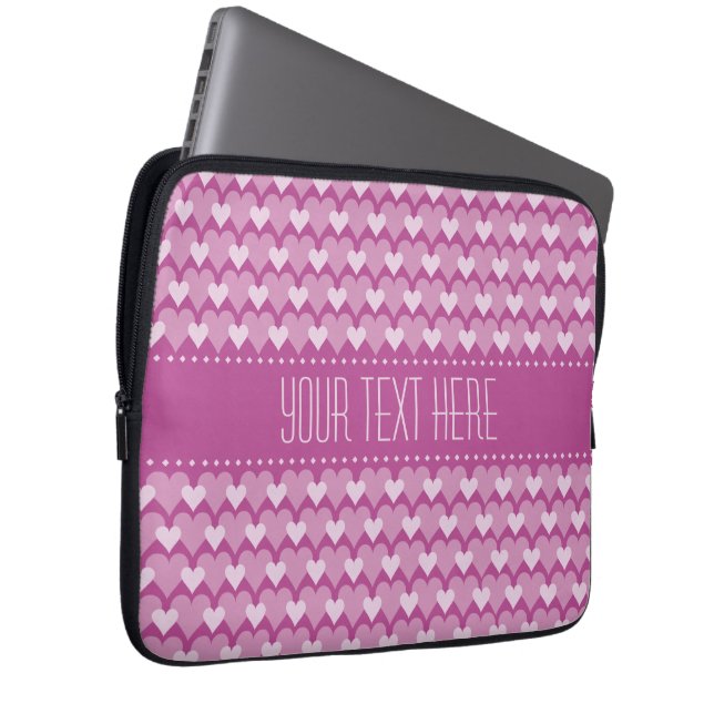 Pink Hearts custom laptop sleeves (Front Right)