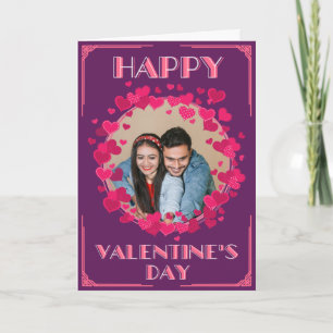 Pink Hearts Custom Photo Valentine Card