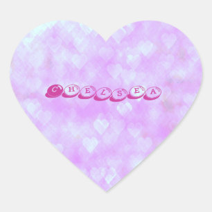 Pink Hearts Customisable Name Sticker