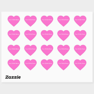 Pink Hearts Customised Name Stickers