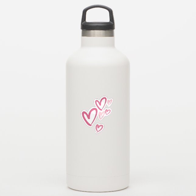 Pink Hearts Cute Doodle (Waterbottle)