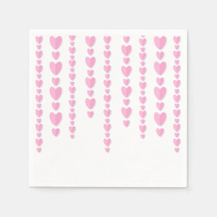Pink Hearts Cute Valentine's Party Napkin