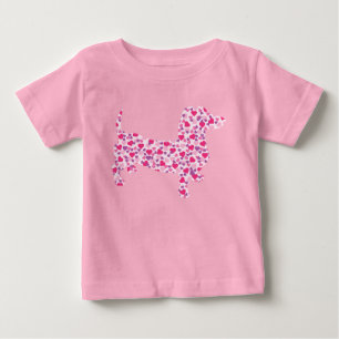 Pink Hearts Dachshund Baby T-Shirt