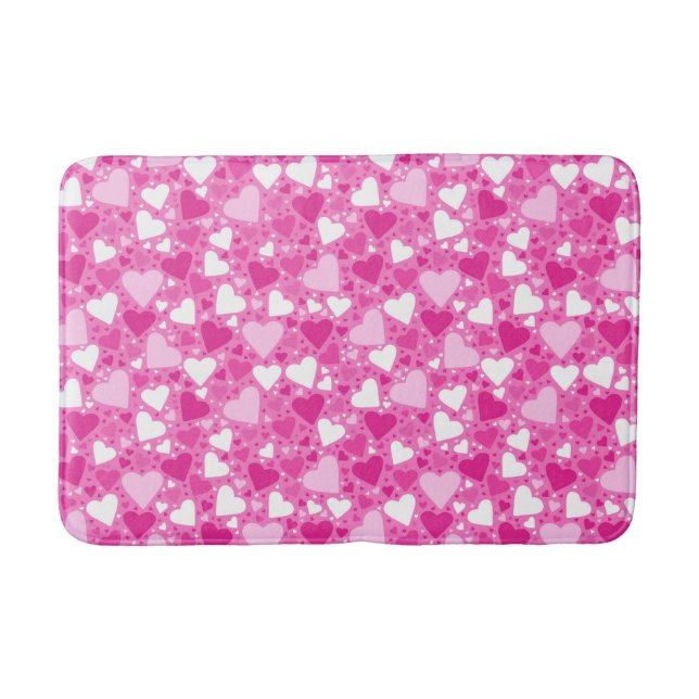 Pink Hearts Design for Breast Cancer Awareness Bath Mat (Front)