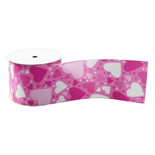 Pink Hearts Design for Breast Cancer Awareness Grosgrain Ribbon