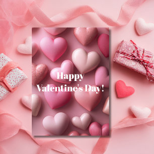 Pink Hearts Design Valentine`s Day Card