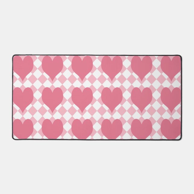 Pink Hearts Desk Mat (Front)