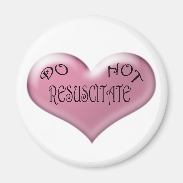 Pink Hearts Do Not Resuscitate Magnet (Front)
