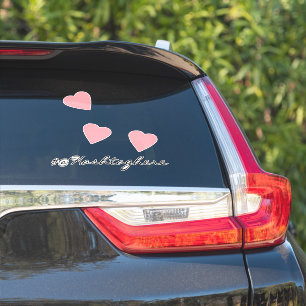 Pink Hearts Floating Name Script Car Decal