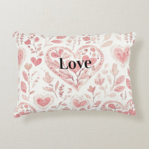 Pink Hearts Floral Love Decorative Cushion