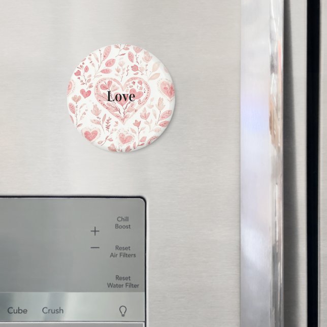 Pink Hearts Floral Love Magnet (In Situ (Fridge))