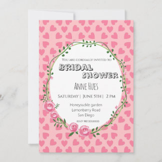  Pink Hearts & Flower-Themed Bridal Shower  Holiday Card