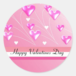 Pink Hearts for Valentines Day Classic Round Sticker