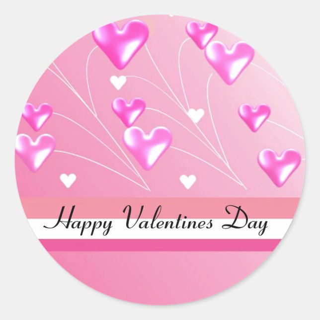 Pink Hearts for Valentines Day Classic Round Sticker (Front)