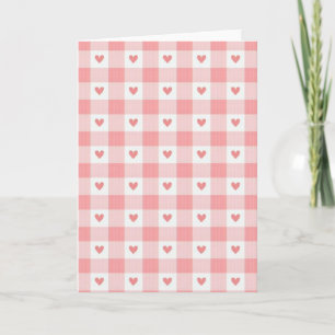 Pink Hearts Gingham Love Card