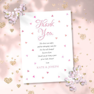 Pink Hearts Girl Baby Shower Thank You Poem