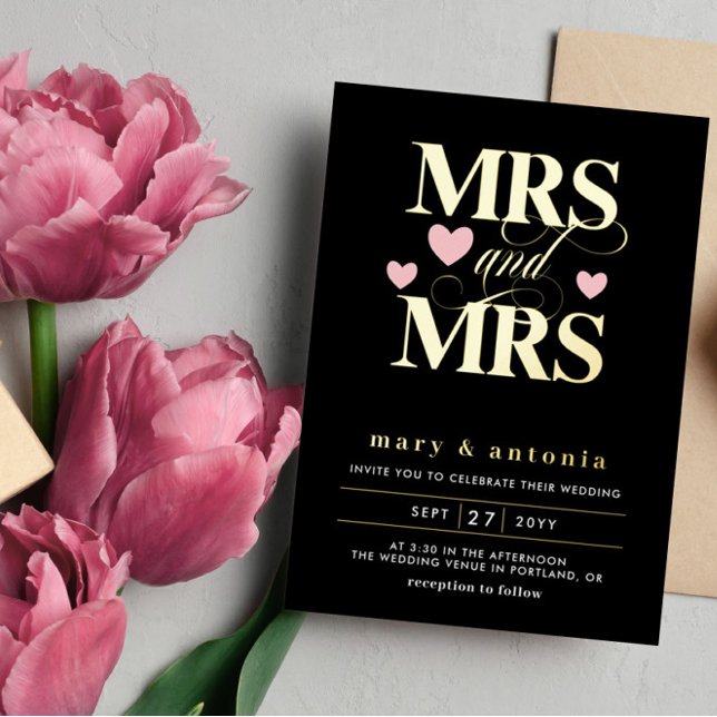 Pink Hearts Gold Mrs & Mrs Lesbian Wedding 2 in 1 (Creator Uploaded)