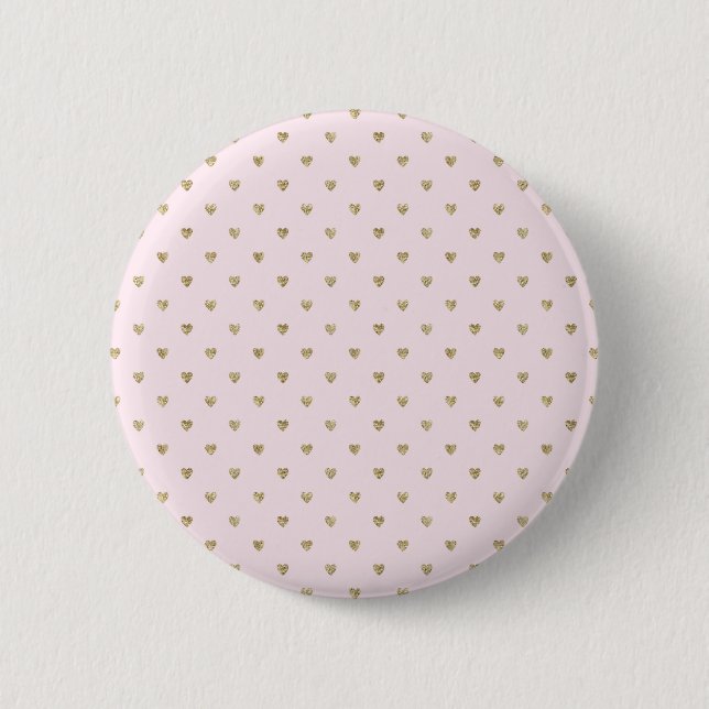 Pink Hearts Golden  6 Cm Round Badge (Front)