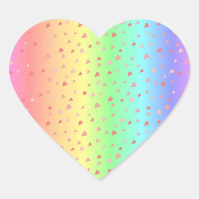 Pink Hearts Gradient Pastel Rainbow Heart Sticker (Front)