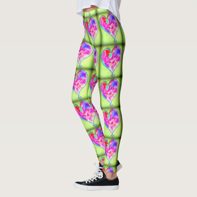 pink hearts green leggings (Left)