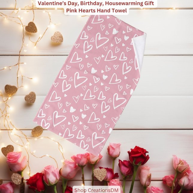 Pink Hearts Hand Towel (Creator Uploaded)