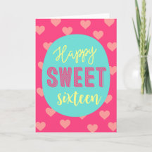 Pink Hearts Happy Sweet Sixteen