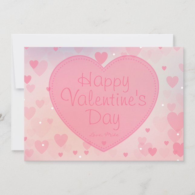 Pink Hearts Happy Valentine's Day Card for Her (Front)