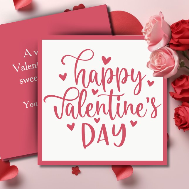 Pink Hearts Happy Valentine's Day Custom Holiday Card (Pink Hearts Happy Valentine's Day Custom Holiday Card. Add your name and a special message)