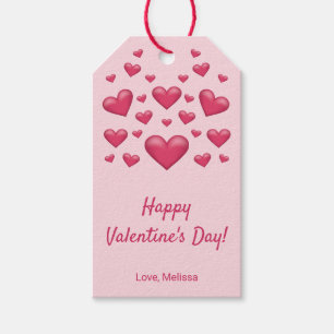 Pink Hearts Happy Valentine's Day & Custom Text Gift Tags