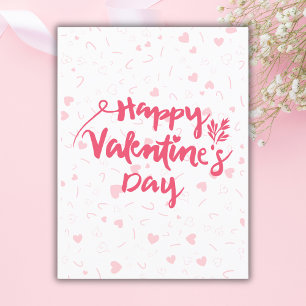 Pink hearts Happy Valentine's Day Holiday Postcard