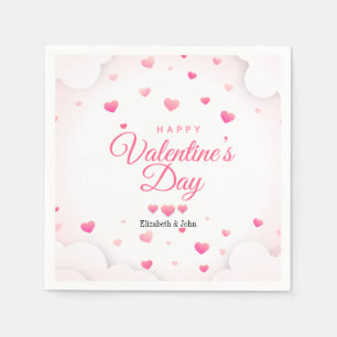 Pink Hearts Happy Valentine's Day Napkin