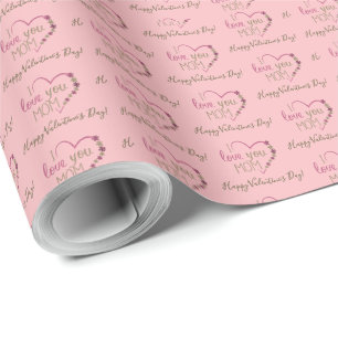 Pink Hearts I love You Mum Valentine's Day Wrapping Paper