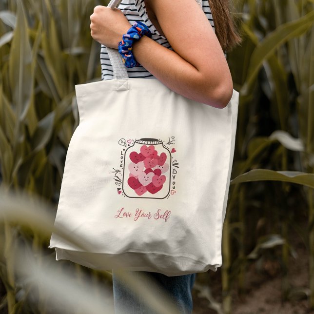 Pink hearts jar Tote Bag (Pink hearts jar Tote Bag
)
