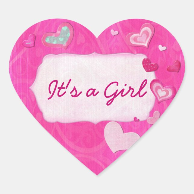 Pink Hearts Jewelled HEART PERSONALIZED Heart Sticker (Front)