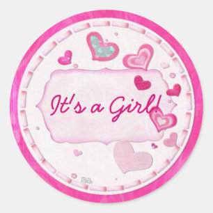 Pink Hearts Jewelled  PERSONALIZED Classic Round Sticker