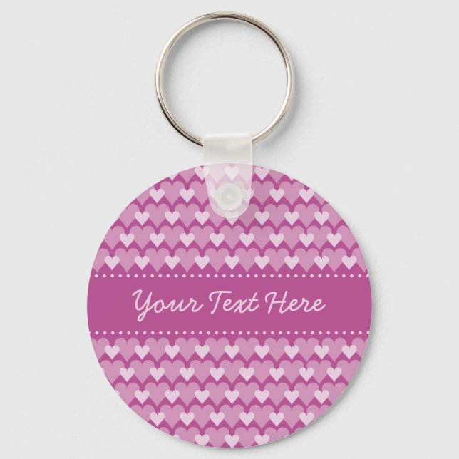 Pink Hearts key chain, customise Ring (Front)