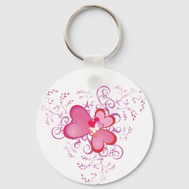 Pink Hearts Key Ring (Front)