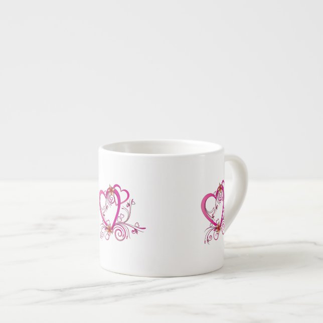 Pink Hearts Linked Espresso Cup (Front Right)
