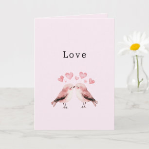 Pink Hearts Love Birds Valentine's Day Wedding Card