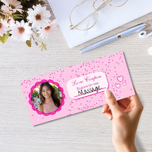 Pink Hearts Love Coupons Valentine’s Day Holiday Card