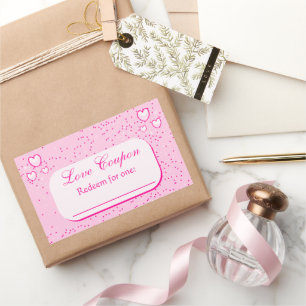 Pink Hearts Love Coupons Valentine’s Day Rectangular Sticker