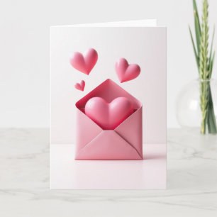Pink Hearts Love Message Card