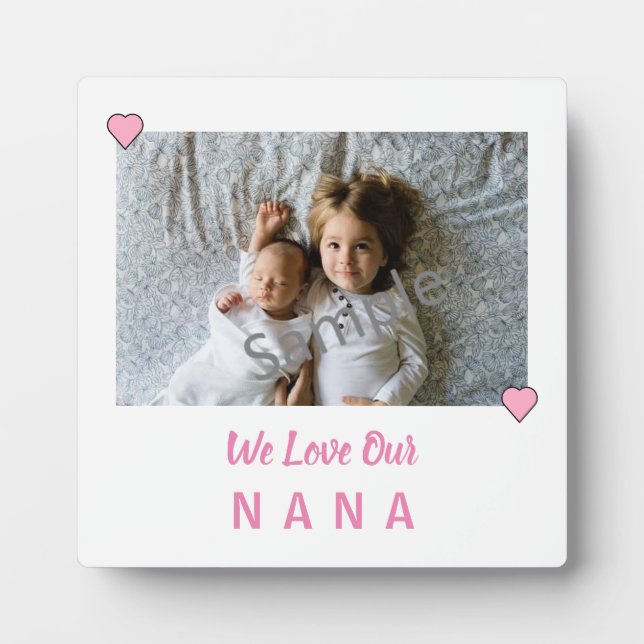 Pink Hearts Love Nana Photo Plaque (Front)