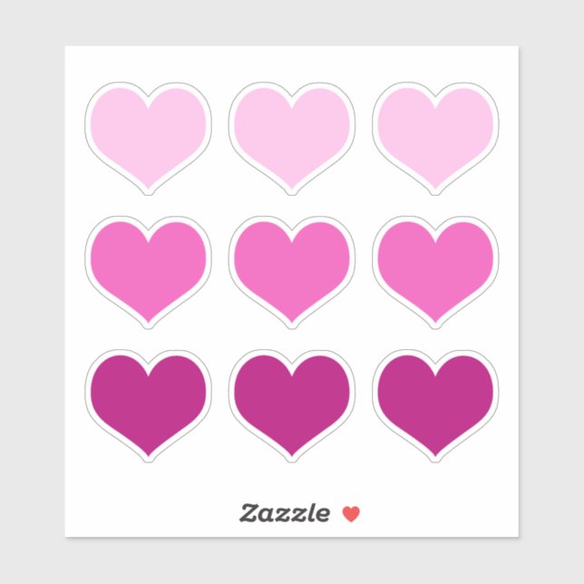 Pink Hearts Love Romance Valentines Day Set of 9 (Sheet)