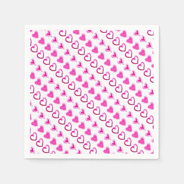Pink Hearts Love Romantic Cute Sweet Heart Pattern Napkin (Front)