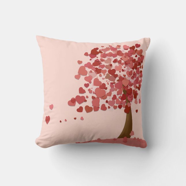 Pink Hearts - Love Tree Cushion (Front)