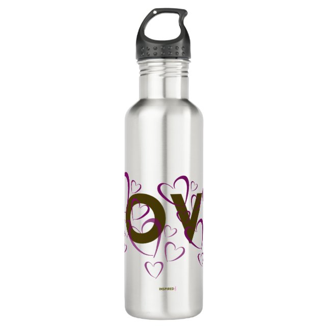 Pink Hearts Love Water Bottle (Front)