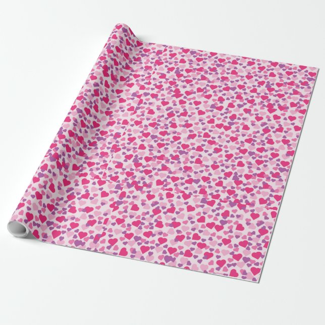 Pink Hearts Love Wrapping Paper (Unrolled)