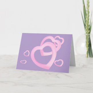 Pink hearts loving card for note, greeting, thanks