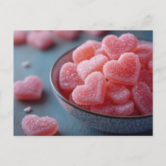 Pink hearts made of sugar in shell Valentine's Day Postcard